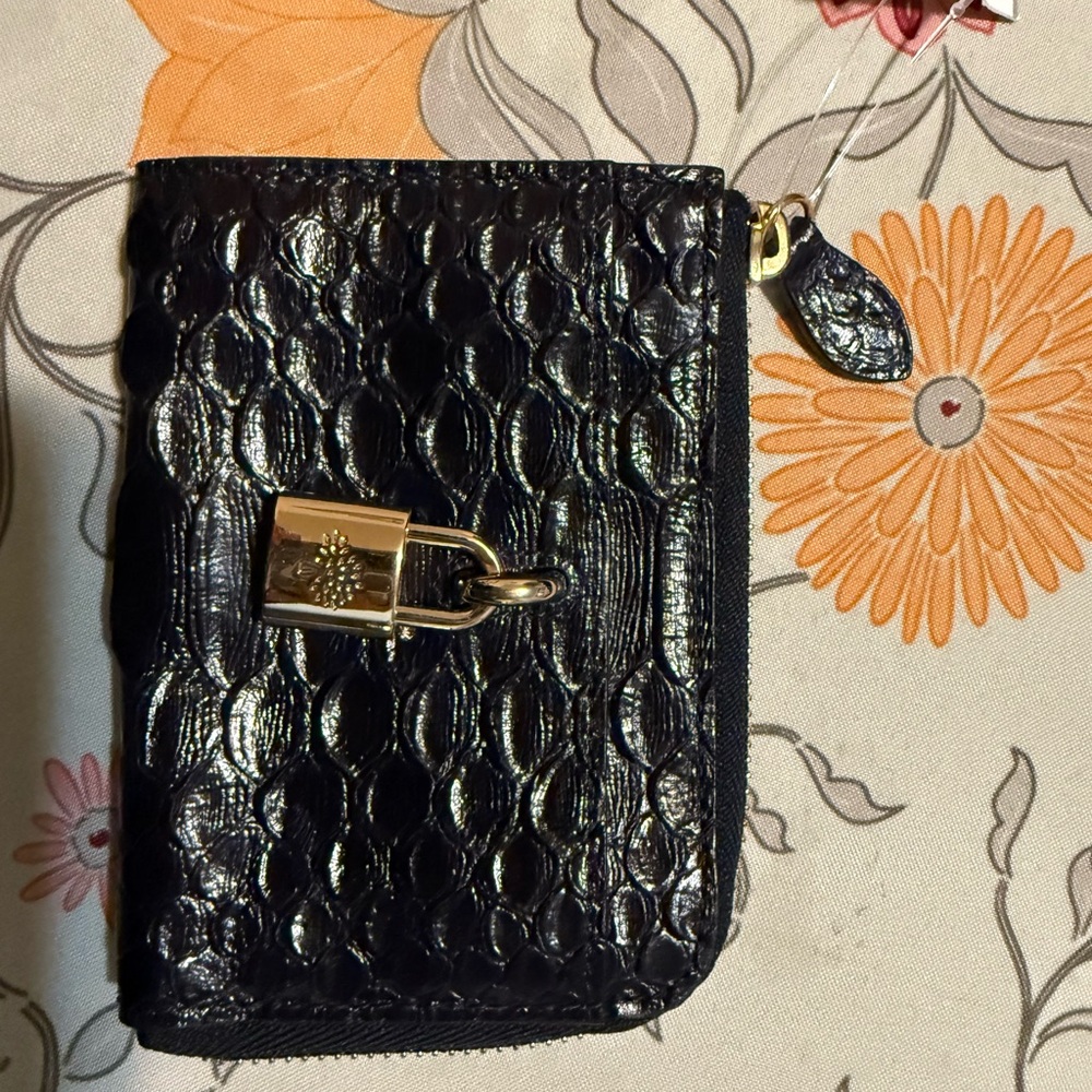 Mulberry Croc Midnight Black Leather Card case/wallet